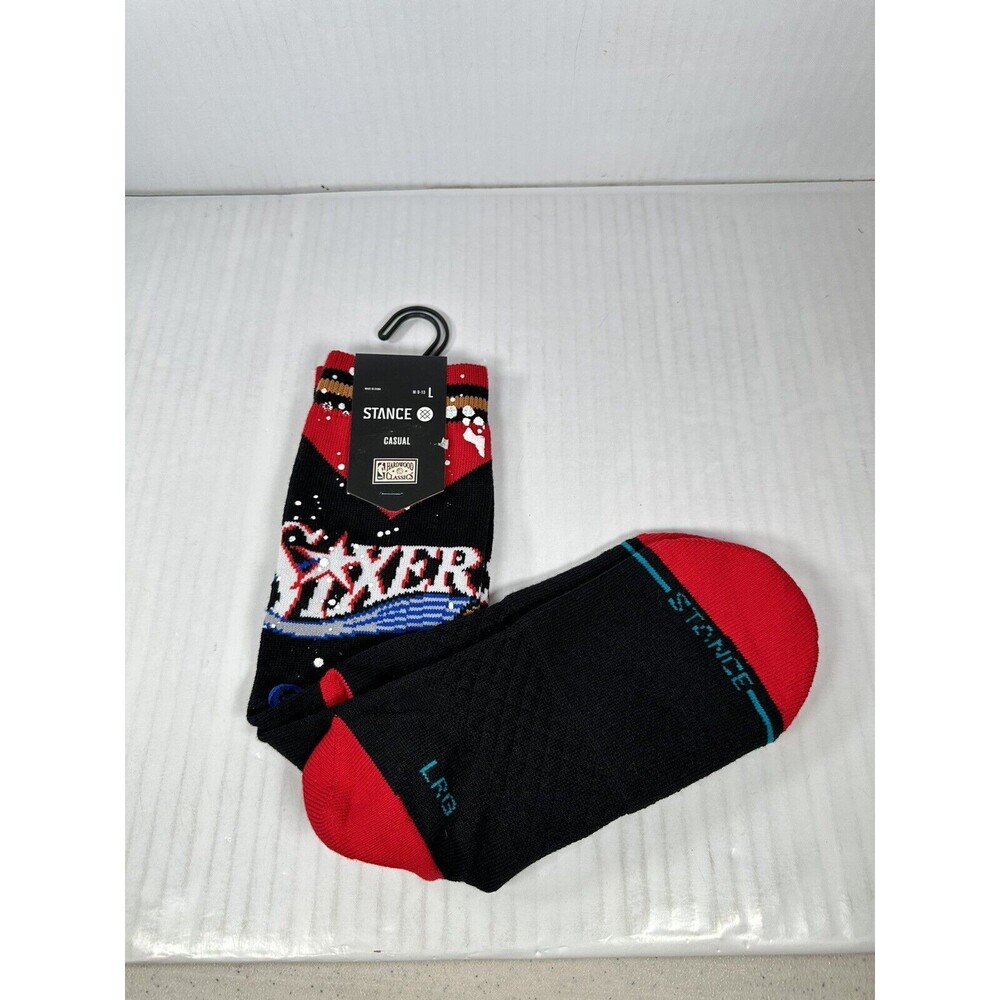 Size L Stance NBA Philadelphia 76ers Sixers Overspray Crew Socks NEW